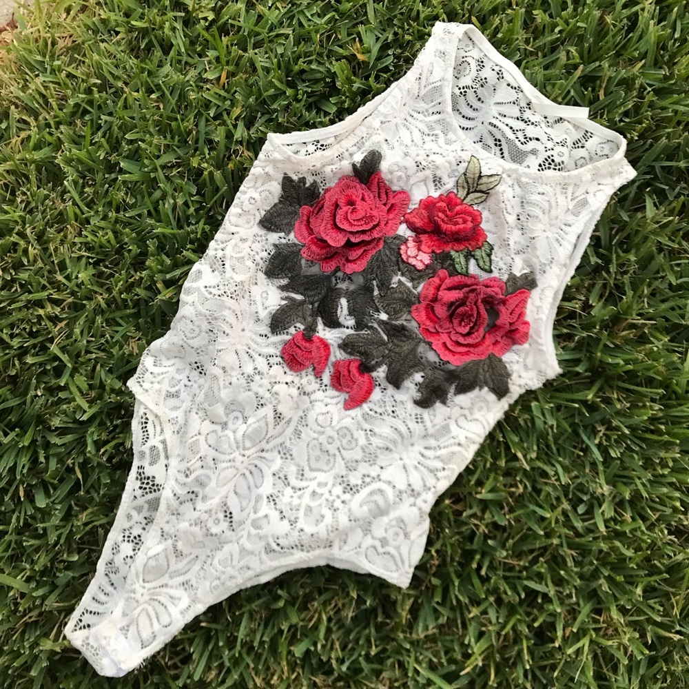 Rose Lace Leotard/Bodysuit by Love Nation